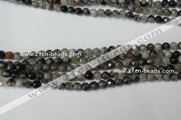 CAG4600 15.5 inches 4mm faceted round fire crackle agate beads