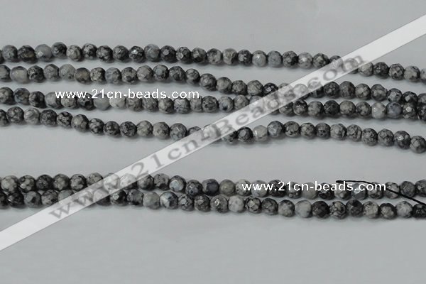 CAG4601 15.5 inches 4mm faceted round fire crackle agate beads