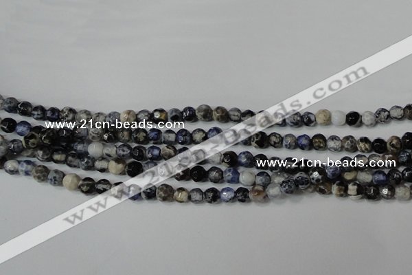 CAG4602 15.5 inches 4mm faceted round fire crackle agate beads