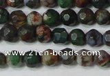 CAG4603 15.5 inches 4mm faceted round fire crackle agate beads