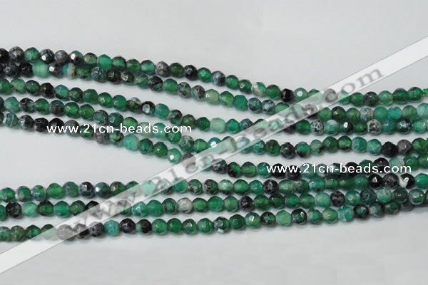 CAG4606 15.5 inches 4mm faceted round fire crackle agate beads