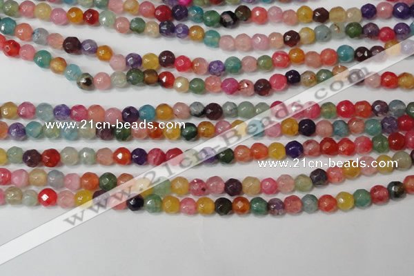 CAG4608 15.5 inches 4mm faceted round fire crackle agate beads