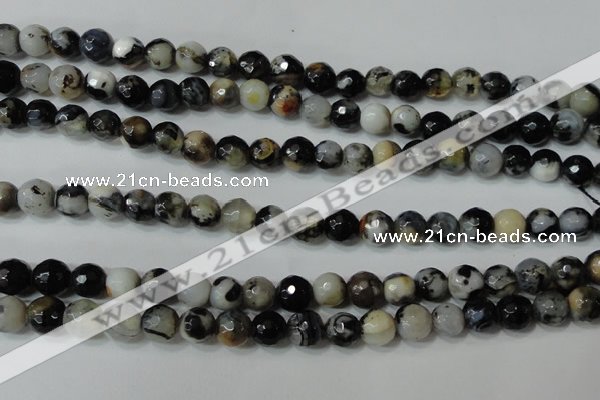 CAG4613 15.5 inches 6mm faceted round fire crackle agate beads