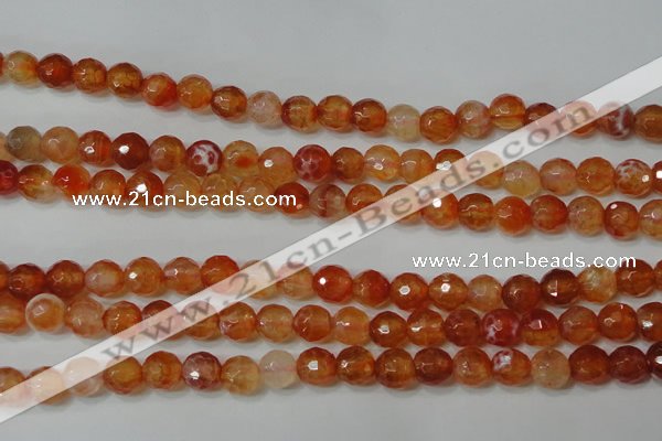 CAG4615 15.5 inches 6mm faceted round fire crackle agate beads