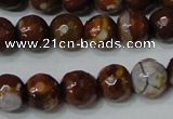 CAG4617 15.5 inches 6mm faceted round fire crackle agate beads