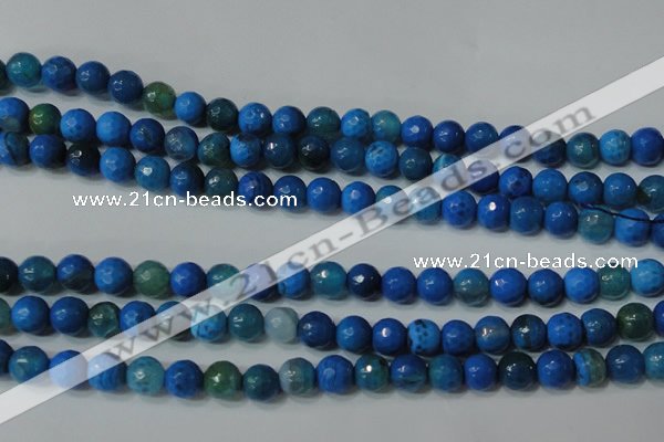 CAG4621 15.5 inches 6mm faceted round fire crackle agate beads