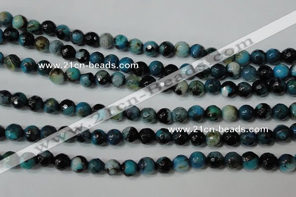 CAG4623 15.5 inches 6mm faceted round fire crackle agate beads