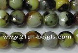 CAG4629 15.5 inches 6mm faceted round fire crackle agate beads