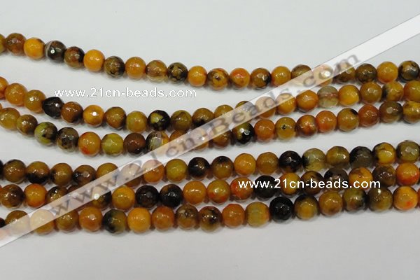 CAG4630 15.5 inches 6mm faceted round fire crackle agate beads