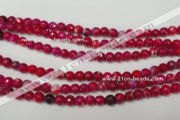 CAG4638 15.5 inches 6mm faceted round fire crackle agate beads