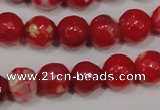 CAG4640 15.5 inches 6mm faceted round fire crackle agate beads