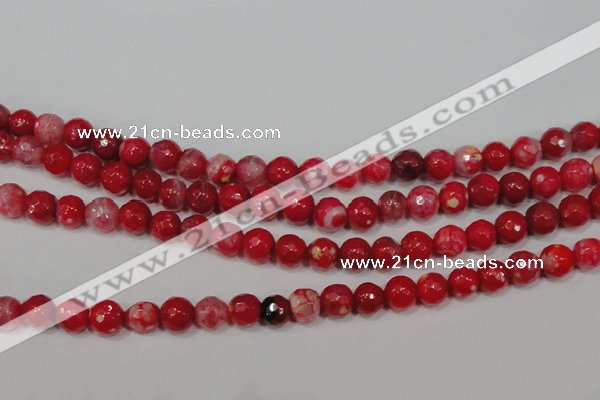 CAG4640 15.5 inches 6mm faceted round fire crackle agate beads