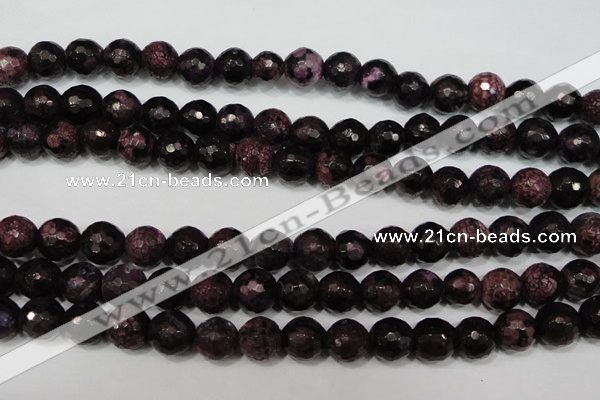 CAG4648 15.5 inches 8mm faceted round fire crackle agate beads