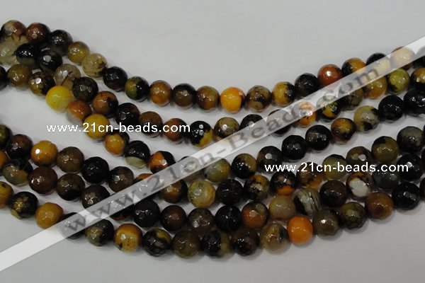 CAG4654 15.5 inches 8mm faceted round fire crackle agate beads