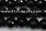 CAG4658 15.5 inches 8mm faceted round fire crackle agate beads