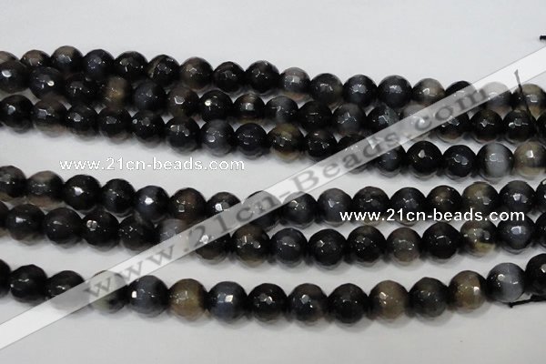 CAG4659 15.5 inches 8mm faceted round fire crackle agate beads