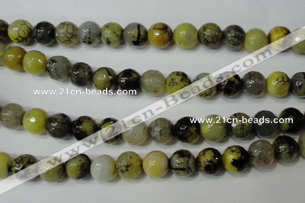 CAG4663 15.5 inches 10mm faceted round fire crackle agate beads