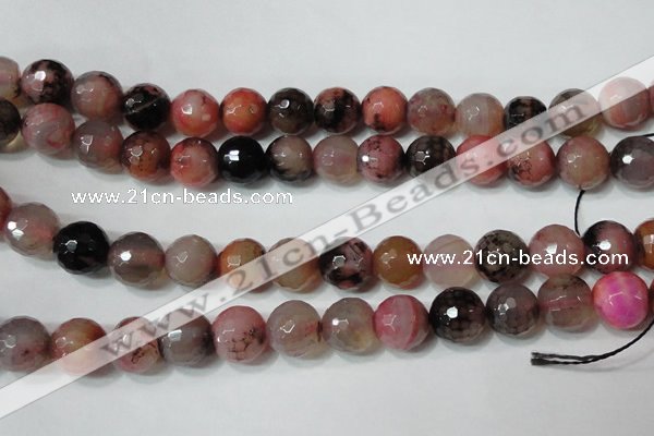 CAG4665 15.5 inches 10mm faceted round fire crackle agate beads