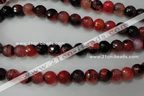 CAG4668 15.5 inches 10mm faceted round fire crackle agate beads