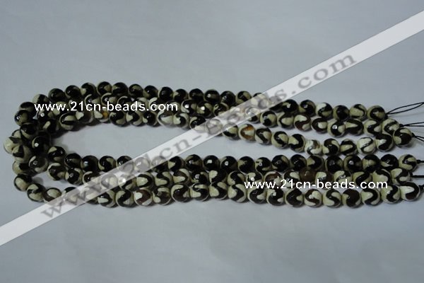 CAG4673 15.5 inches 8mm faceted round tibetan agate beads wholesale