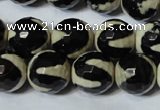 CAG4675 15.5 inches 14mm faceted round tibetan agate beads wholesale