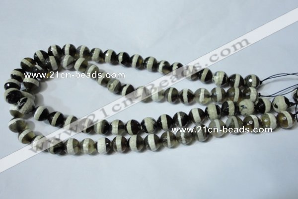 CAG4677 15.5 inches 10mm faceted round tibetan agate beads wholesale