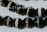 CAG4678 15.5 inches 12mm faceted round tibetan agate beads wholesale