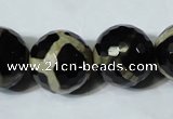 CAG4685 15.5 inches 18mm faceted round tibetan agate beads wholesale