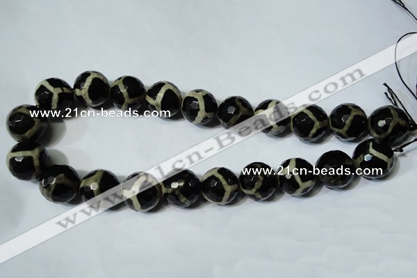 CAG4685 15.5 inches 18mm faceted round tibetan agate beads wholesale