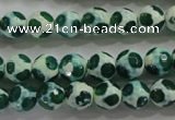 CAG4690 15 inches 8mm faceted round tibetan agate beads wholesale