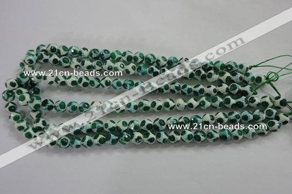 CAG4690 15 inches 8mm faceted round tibetan agate beads wholesale