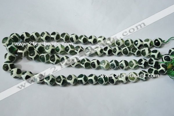 CAG4692 15.5 inches 12mm faceted round tibetan agate beads wholesale