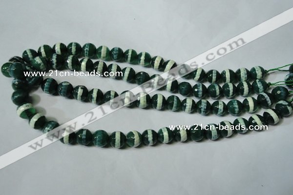 CAG4696 15.5 inches 10mm faceted round tibetan agate beads wholesale