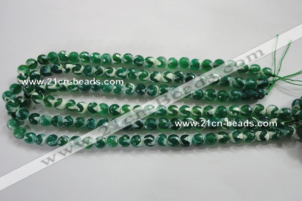 CAG4698 15.5 inches 8mm faceted round tibetan agate beads wholesale