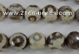 CAG4715 15 inches 10mm faceted round tibetan agate beads wholesale