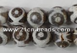 CAG4716 15 inches 14mm faceted round tibetan agate beads wholesale