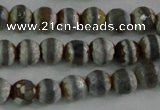 CAG4722 15 inches 6mm faceted round tibetan agate beads wholesale