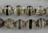 CAG4723 15 inches 8mm faceted round tibetan agate beads wholesale