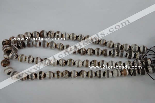 CAG4724 15 inches 10mm faceted round tibetan agate beads wholesale