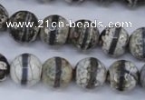 CAG4725 15 inches 12mm faceted round tibetan agate beads wholesale