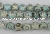 CAG4730 15 inches 8mm faceted round tibetan agate beads wholesale