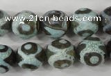 CAG4732 15 inches 14mm faceted round tibetan agate beads wholesale