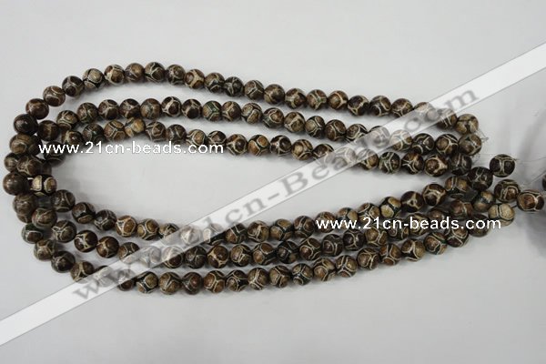 CAG4735 15 inches 8mm round tibetan agate beads wholesale