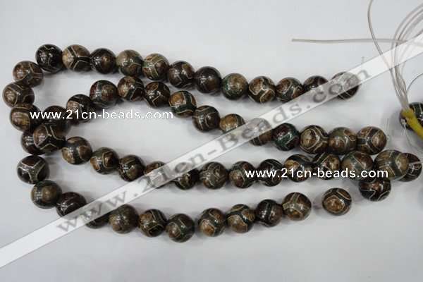 CAG4738 15 inches 14mm round tibetan agate beads wholesale