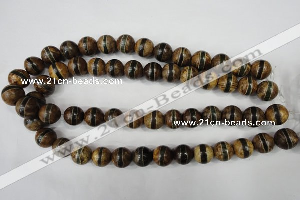 CAG4744 15 inches 14mm round tibetan agate beads wholesale