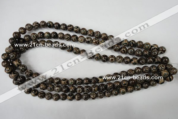 CAG4746 15 inches 8mm round tibetan agate beads wholesale