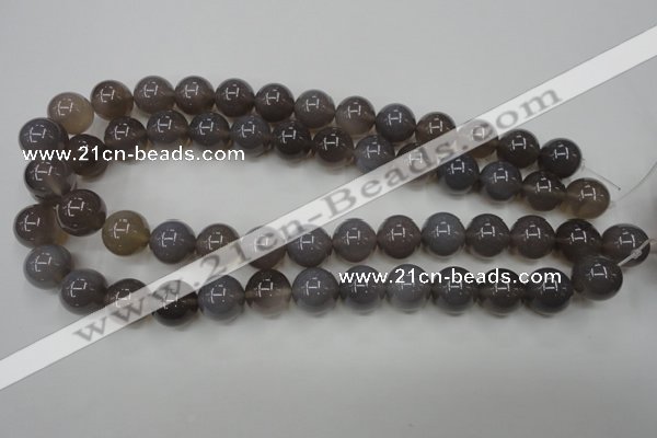 CAG4774 15 inches 14mm round grey agate beads wholesale