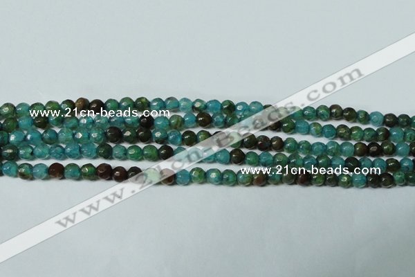 CAG4785 15.5 inches 4mm faceted round fire crackle agate beads