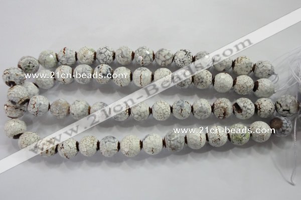 CAG4788 15.5 inches 14mm faceted round fire crackle agate beads