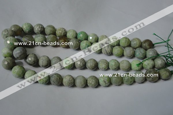 CAG4793 15.5 inches 14mm faceted round fire crackle agate beads